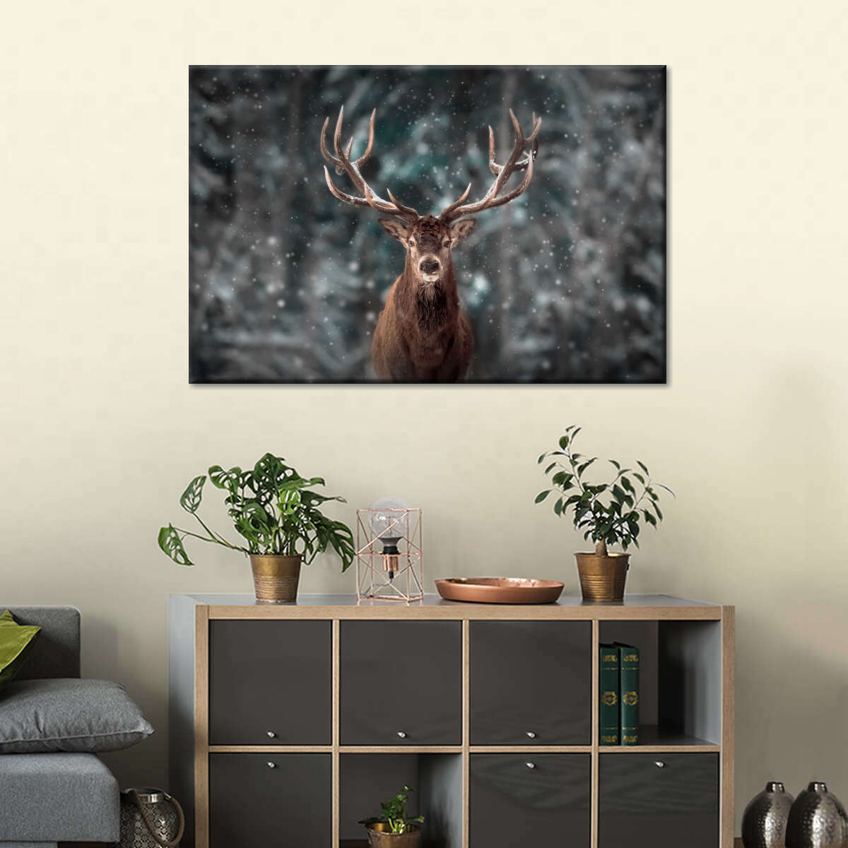 Snowy Noble Deer Wall Art