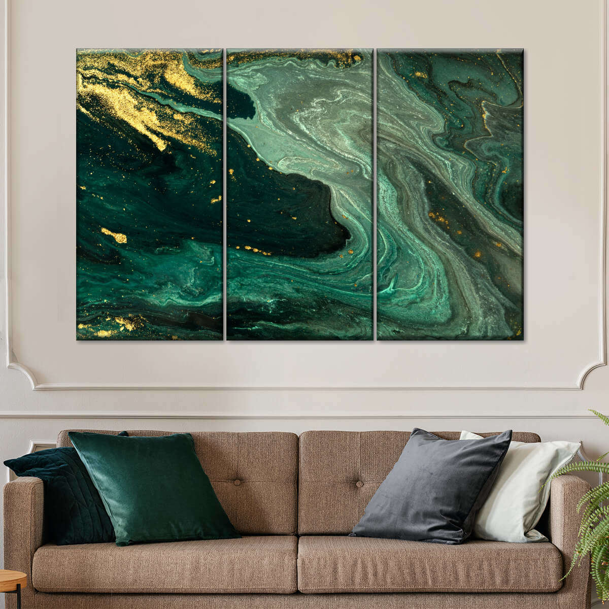 Green And Gold Abstract Wall Art