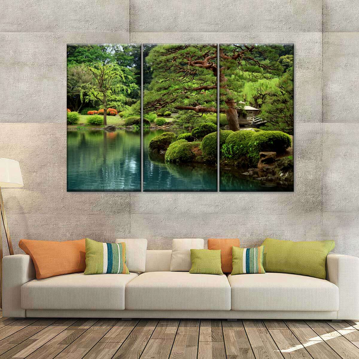 Zen Lakeside Bonsai Trees Wall Art