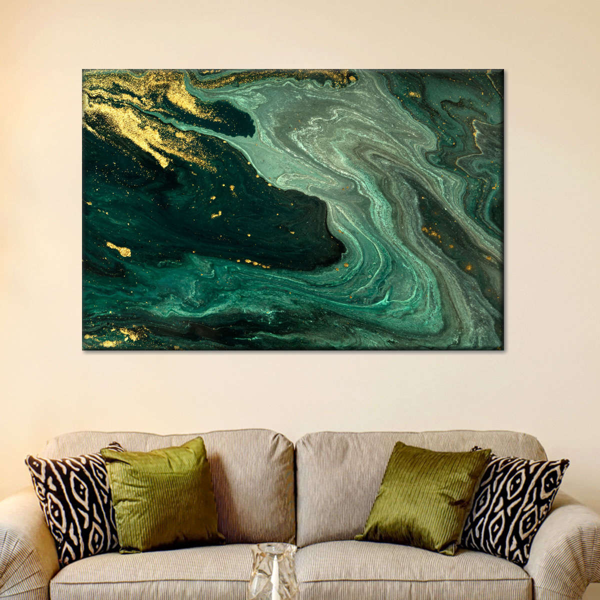 Green And Gold Abstract Wall Art