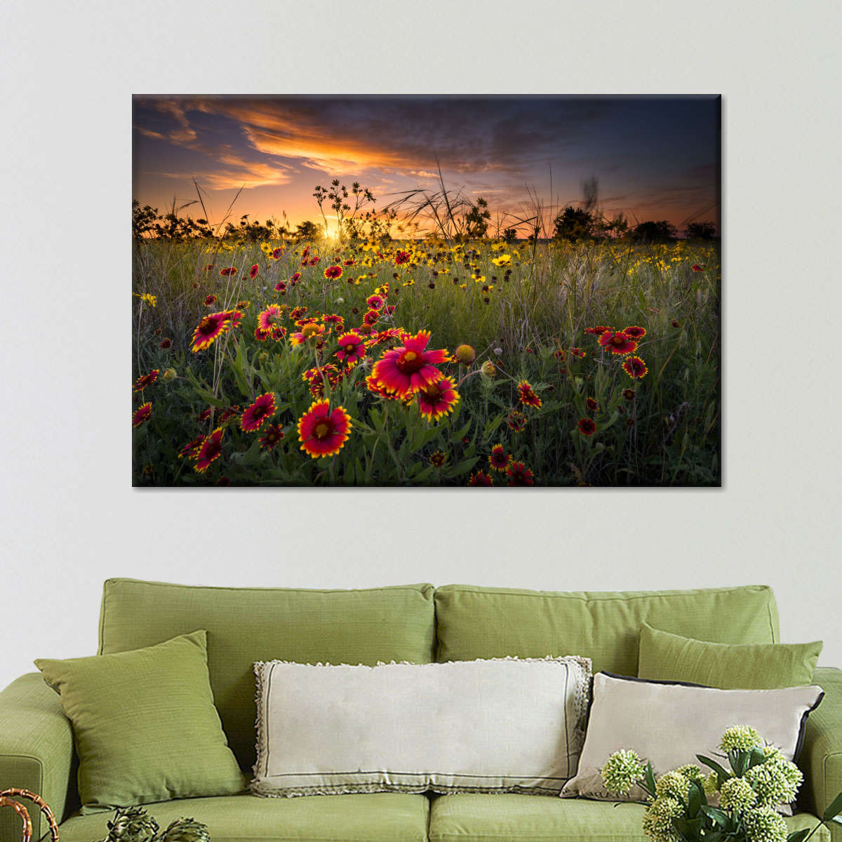 Dawn At Flower Field Wall Art