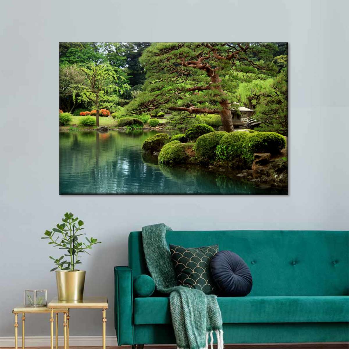 Zen Lakeside Bonsai Trees Wall Art