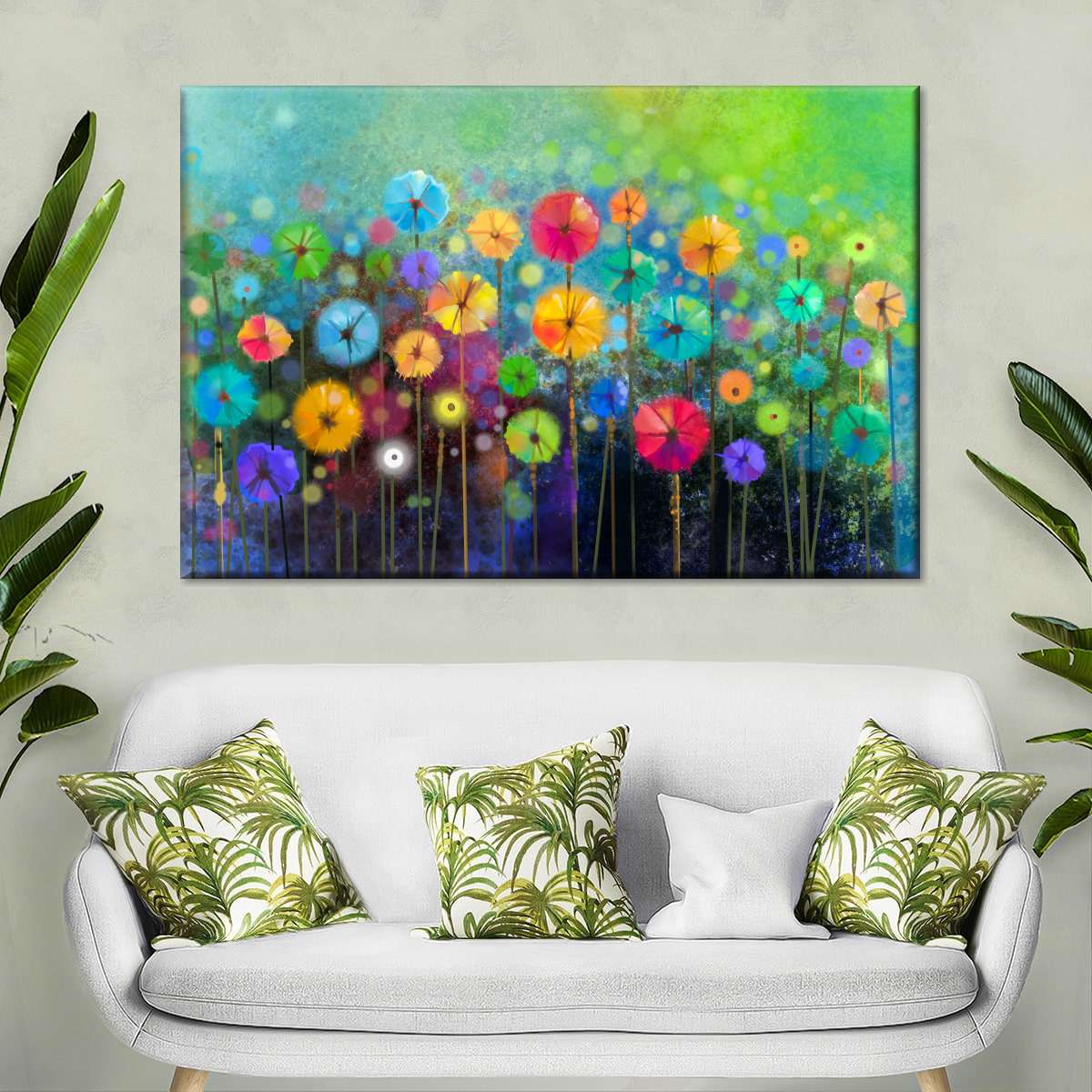 Rainbow Flowers Wall Art