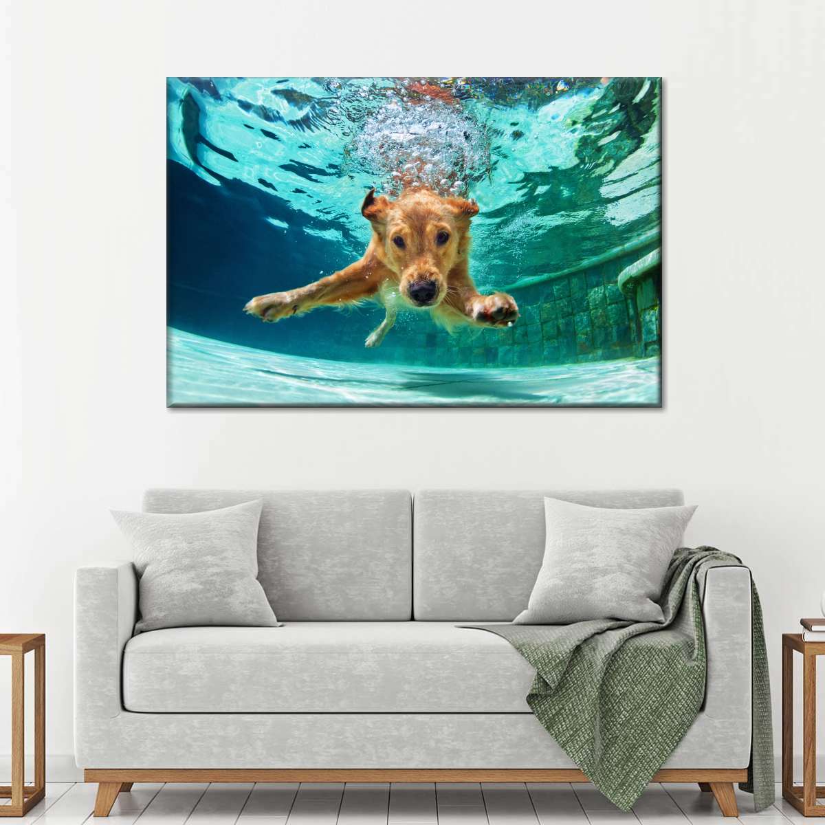 Diving Golden Retriever Wall Art