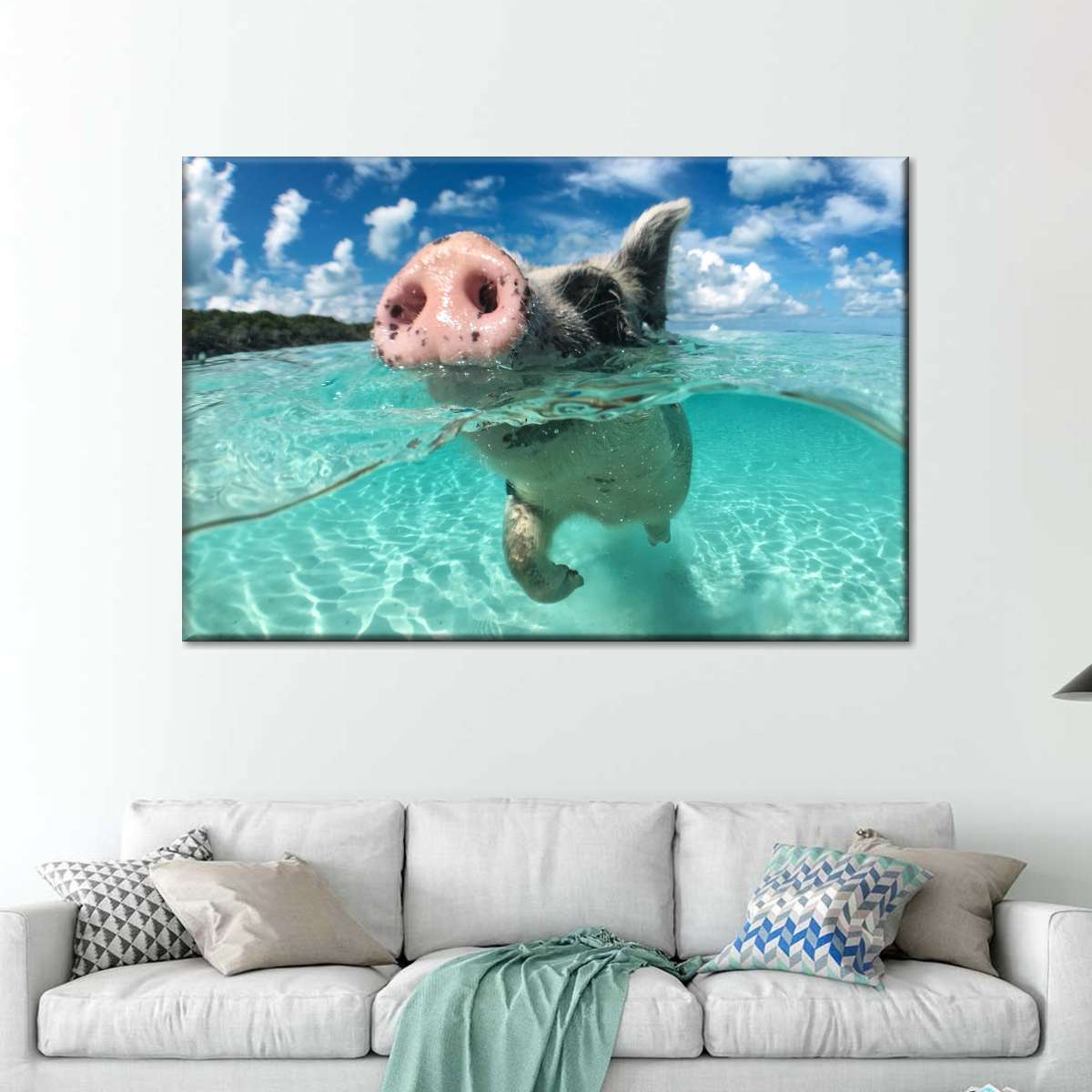 Swimming Pig Wall Art