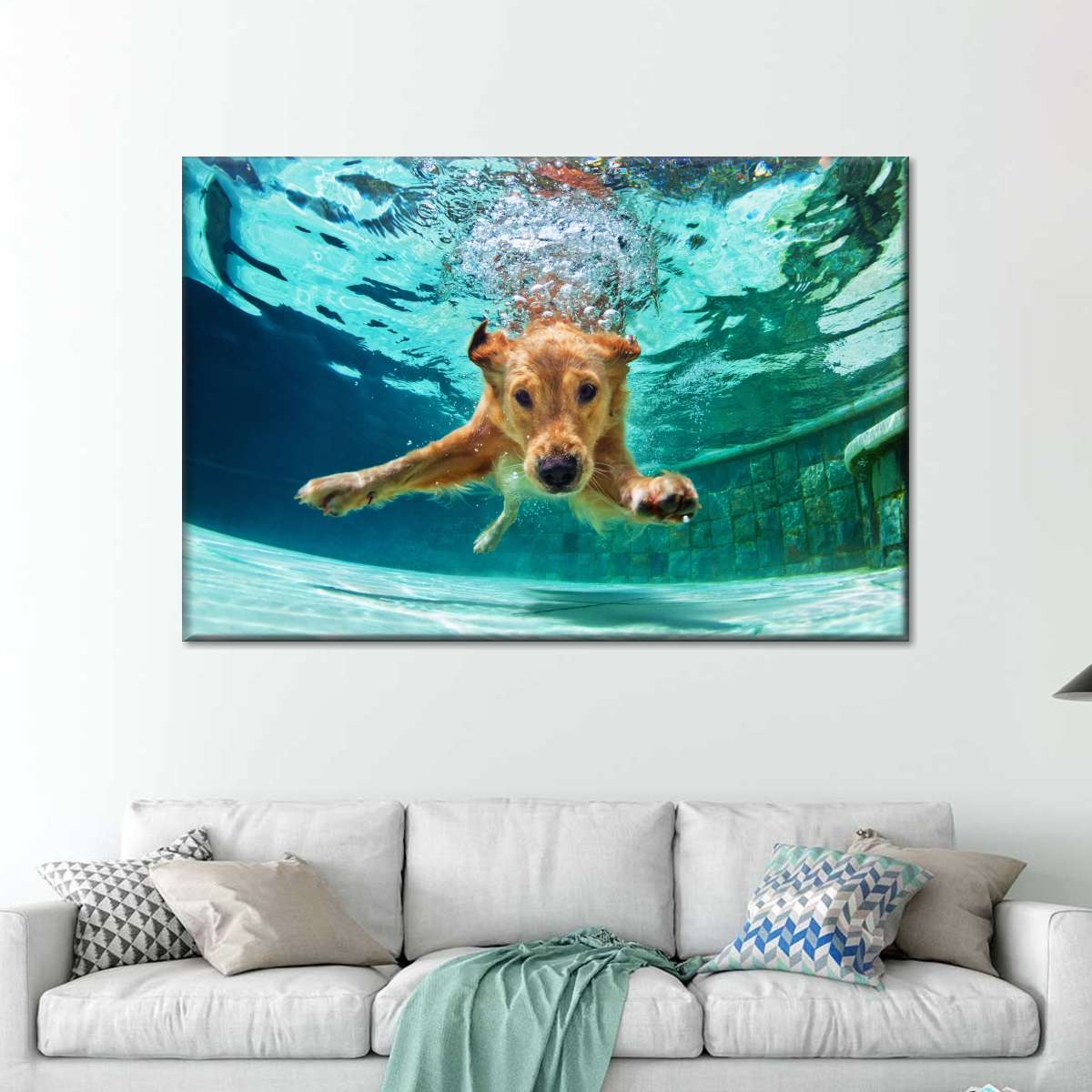 Diving Golden Retriever Wall Art