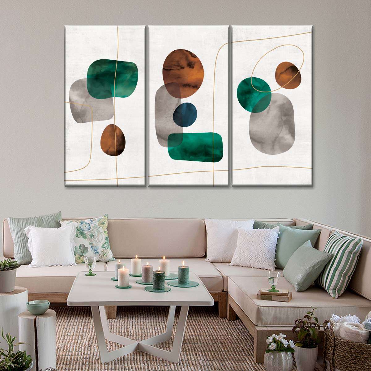 Emerald And Amber Shapes Wall Art