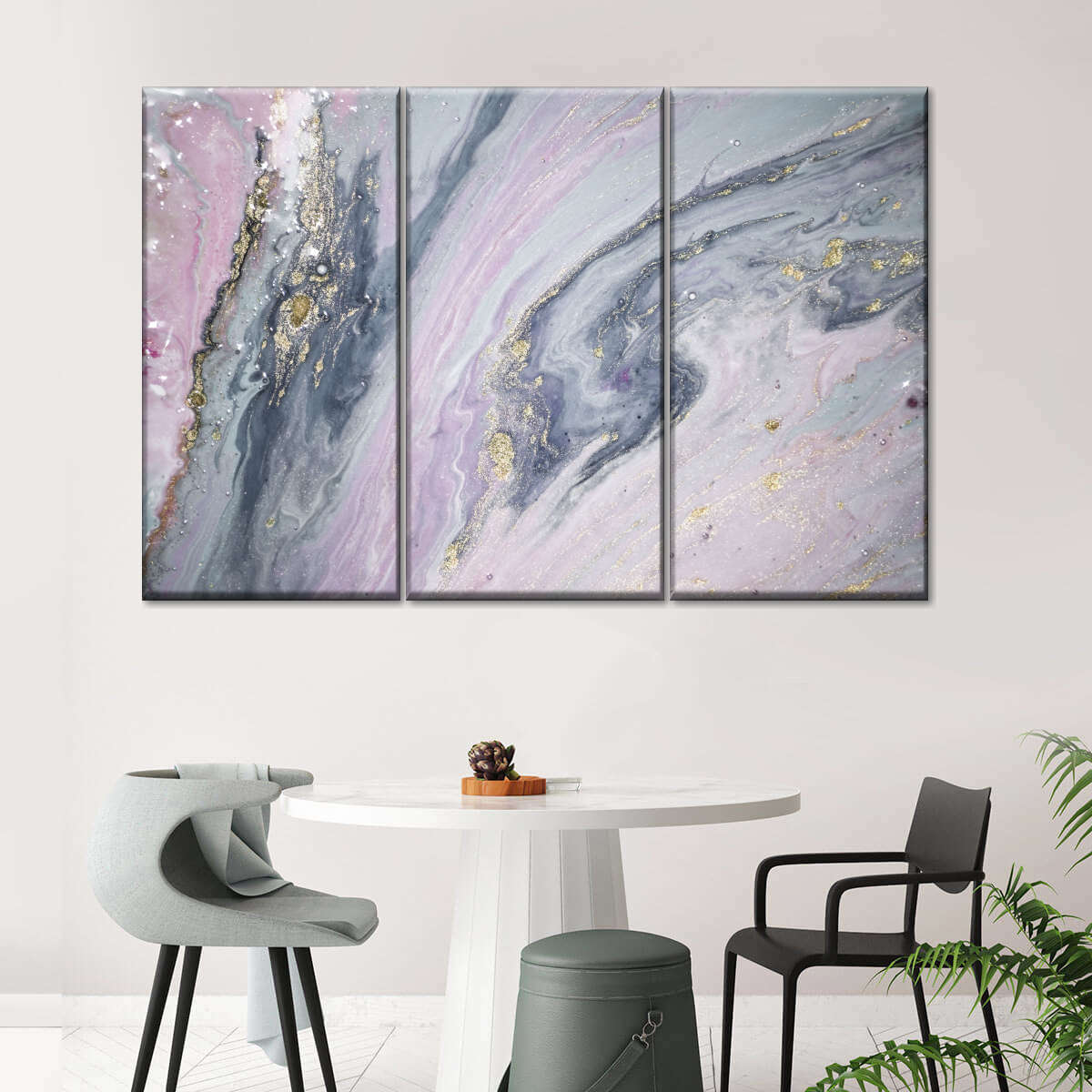 Pink And Grey Abstract Wall Art