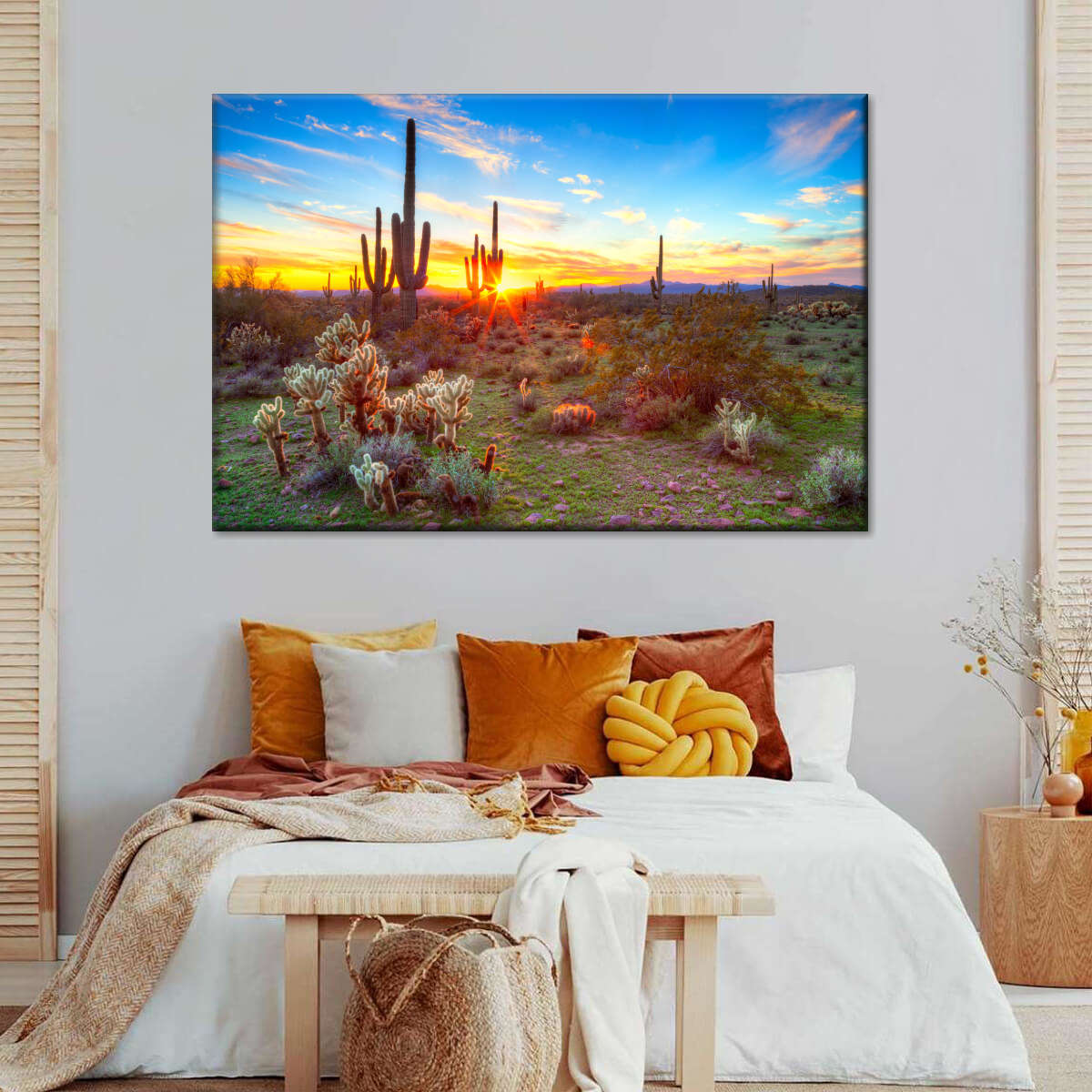 Desert Cactus Sun Ray Wall Art