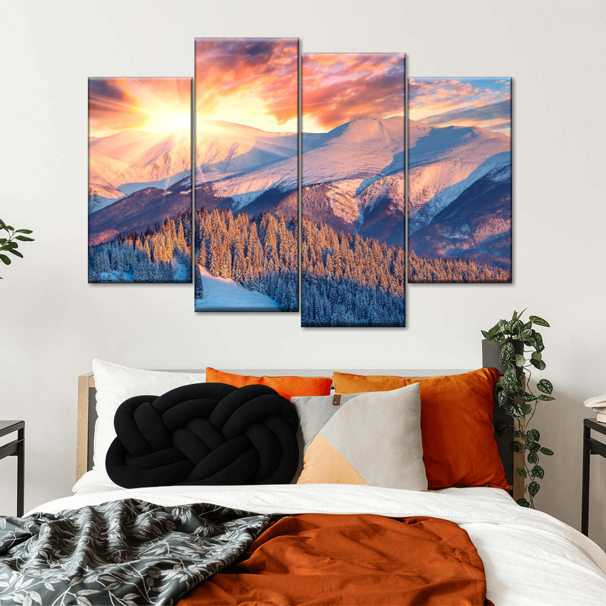 Snowy Mountain Sunrise Wall Art