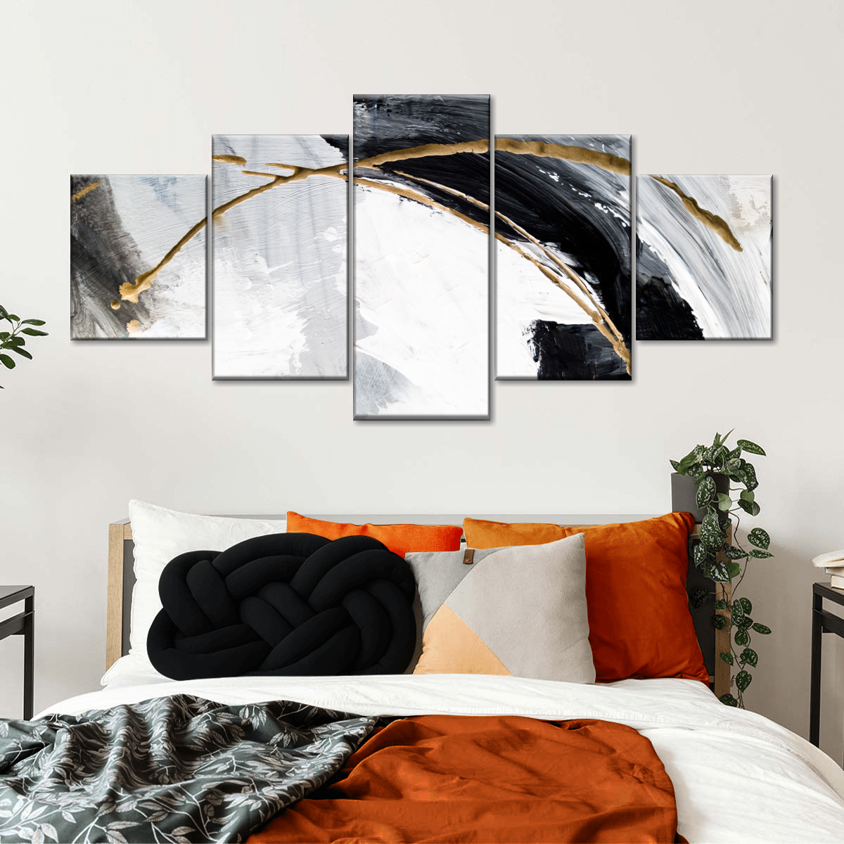 Black White And Gold Abstract Wall Art