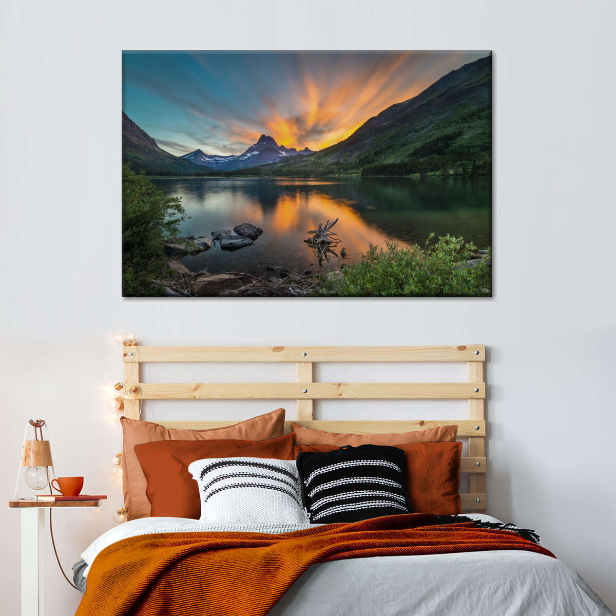 Swiftcurrent Sunset Lake Wall Art