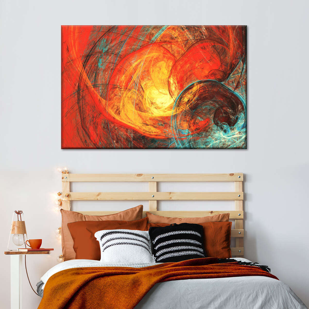 Flaming Sun Dynamic Abstract Wall Art