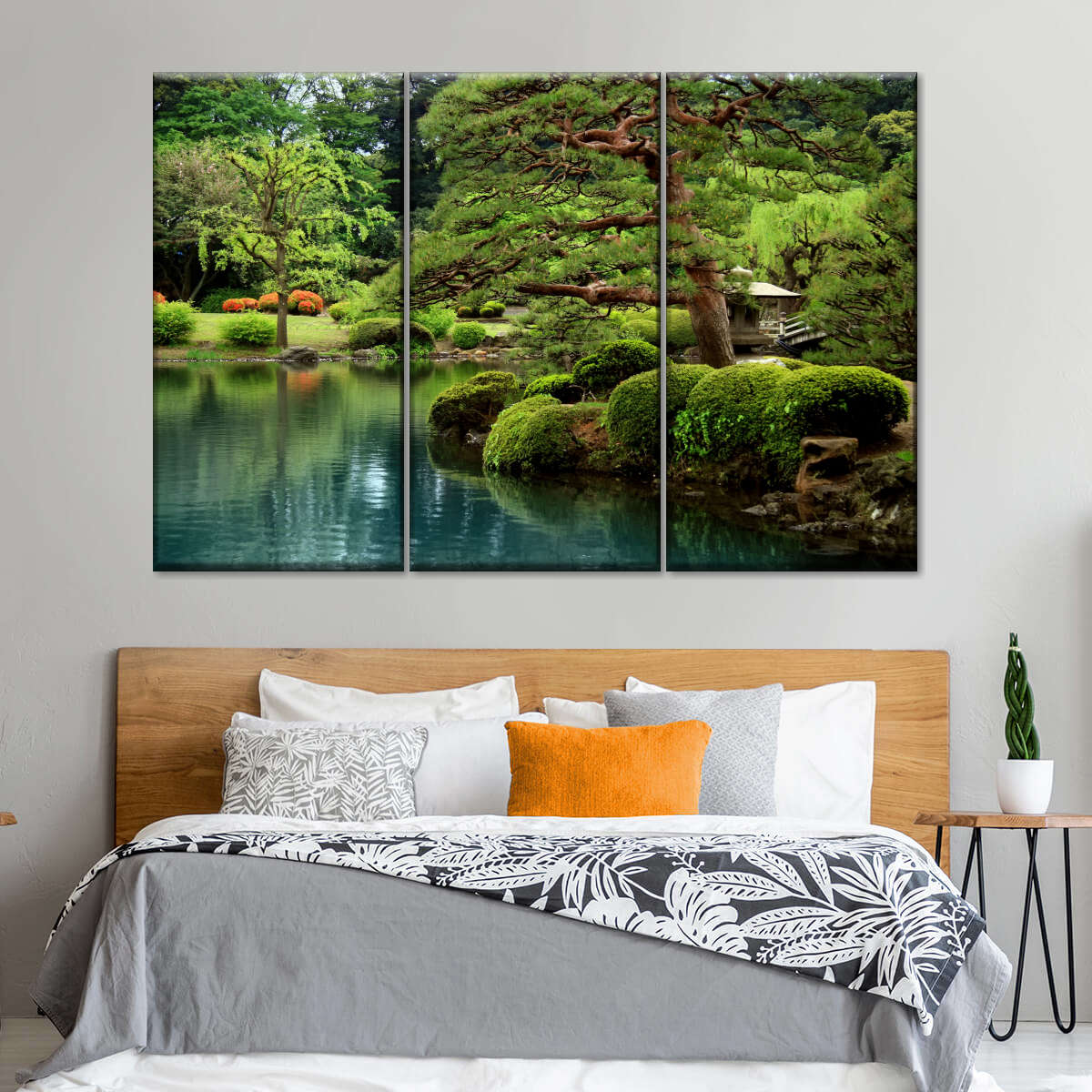 Zen Lakeside Bonsai Trees Wall Art