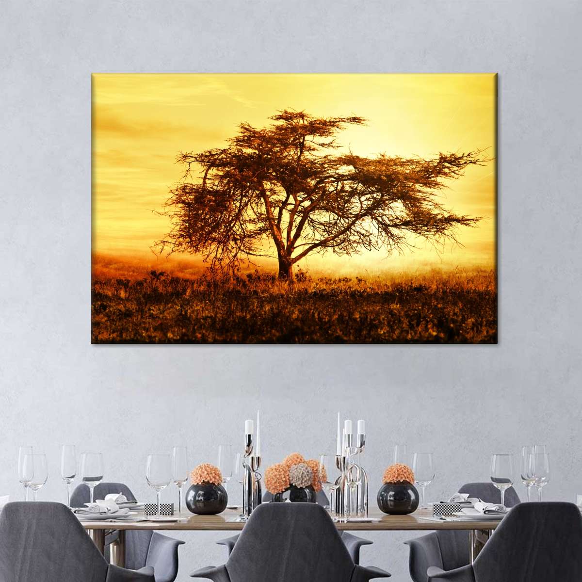 African Tree At Sunset Wall Art