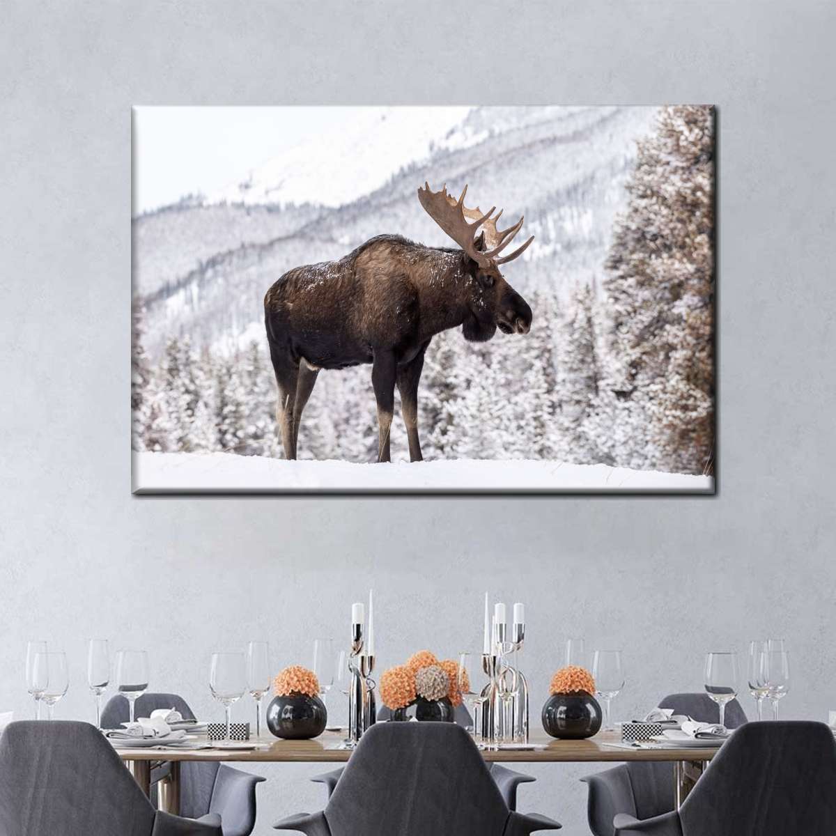 Snowy Moose Wall Art