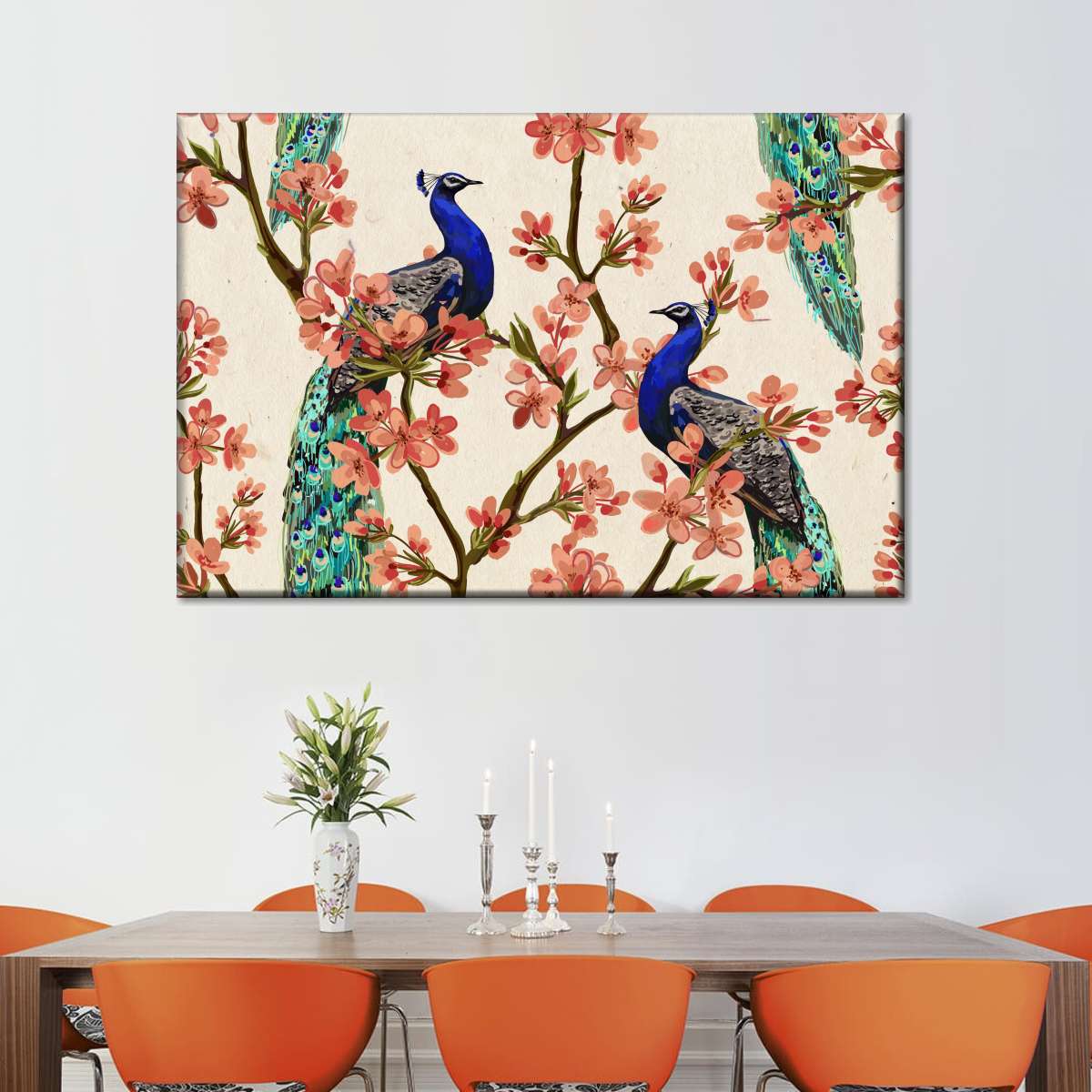 Royal Blue Peacocks Wall Art