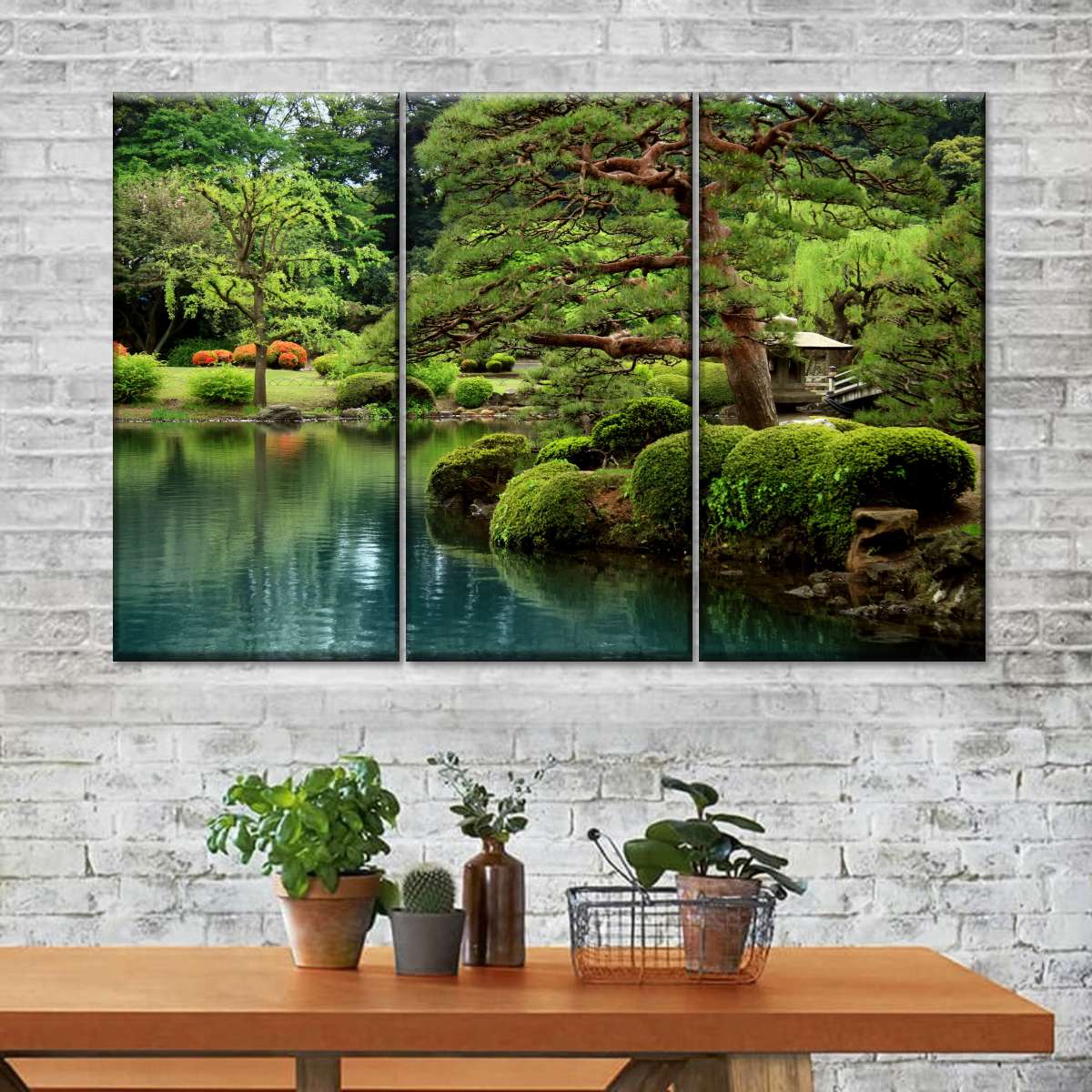 Zen Lakeside Bonsai Trees Wall Art