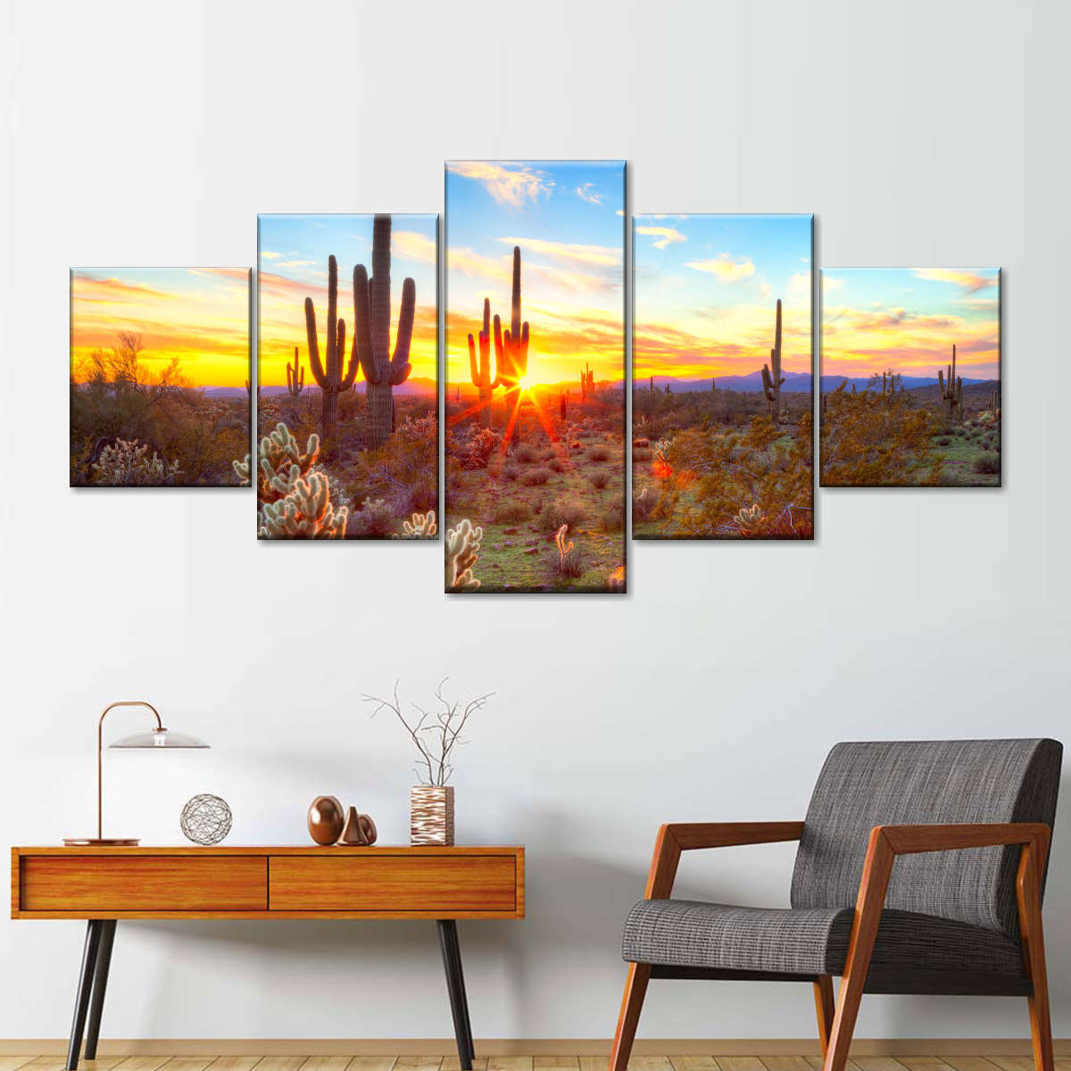 Desert Cactus Sun Ray Wall Art