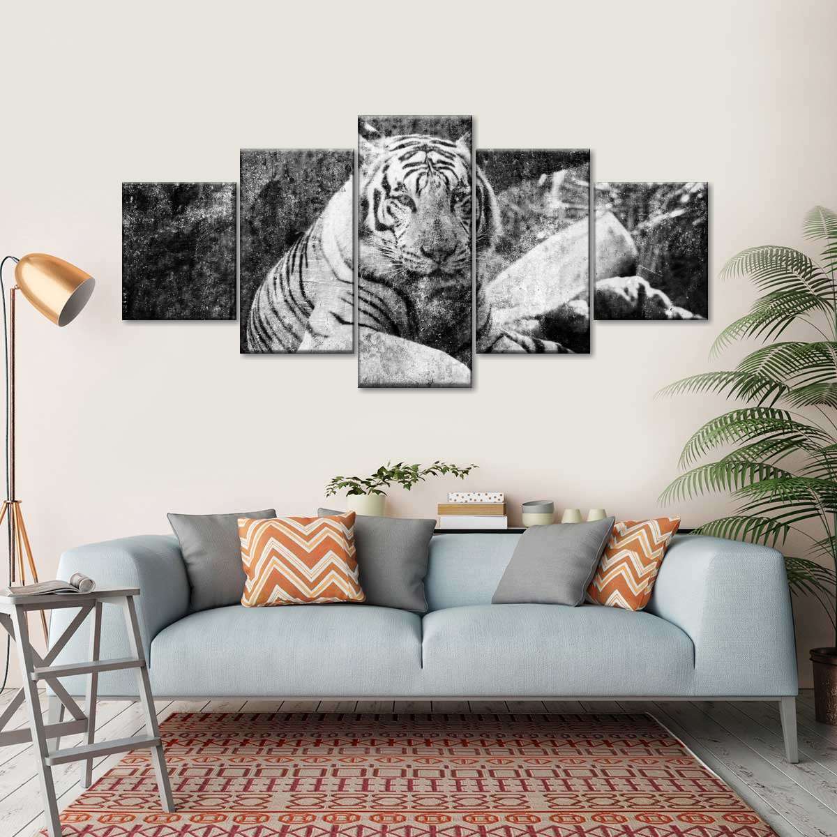 Textured White Tiger Wall Art