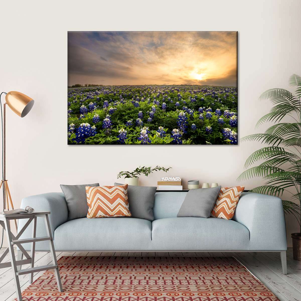 Bluebonnets At Sunset Wall Art