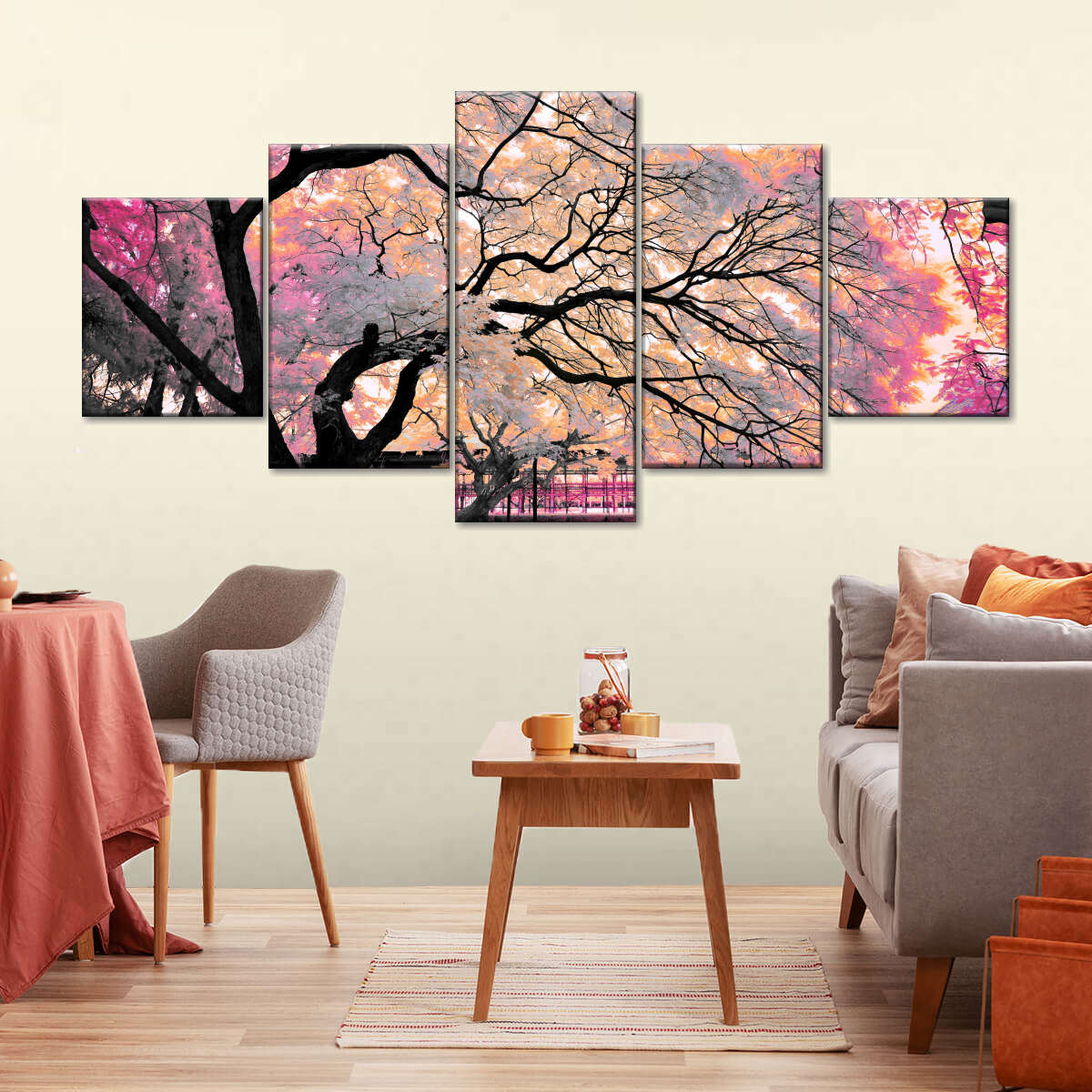 Pink Bloom Claw Trees Wall Art