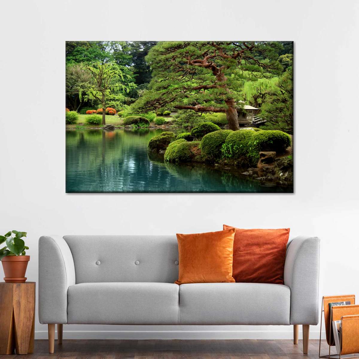 Zen Lakeside Bonsai Trees Wall Art