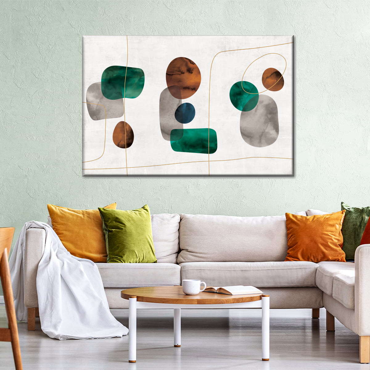 Emerald And Amber Shapes Wall Art