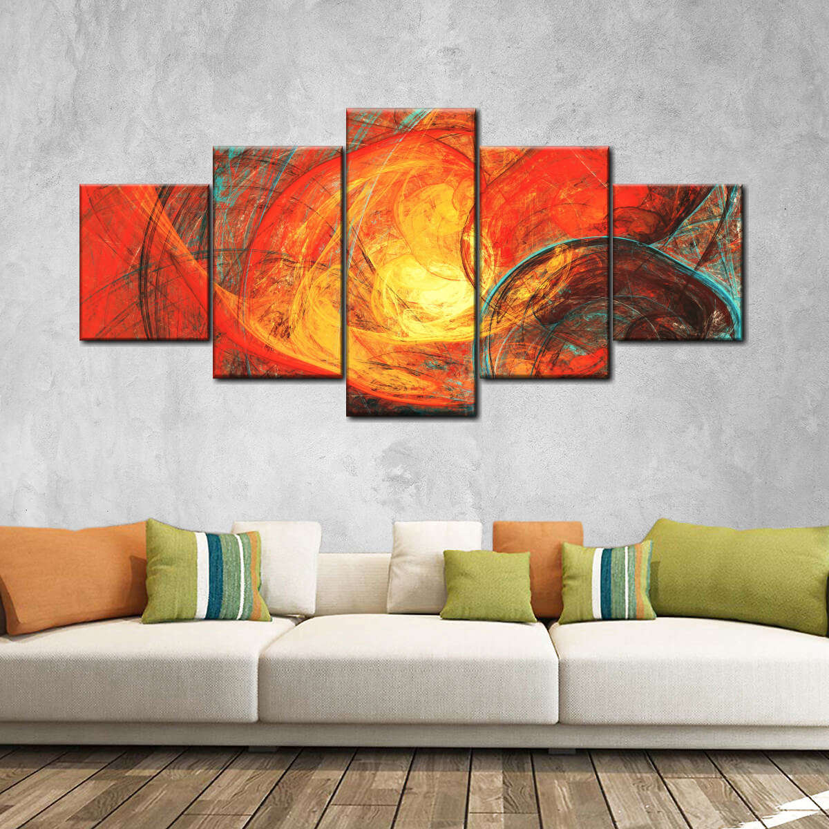 Flaming Sun Dynamic Abstract Wall Art