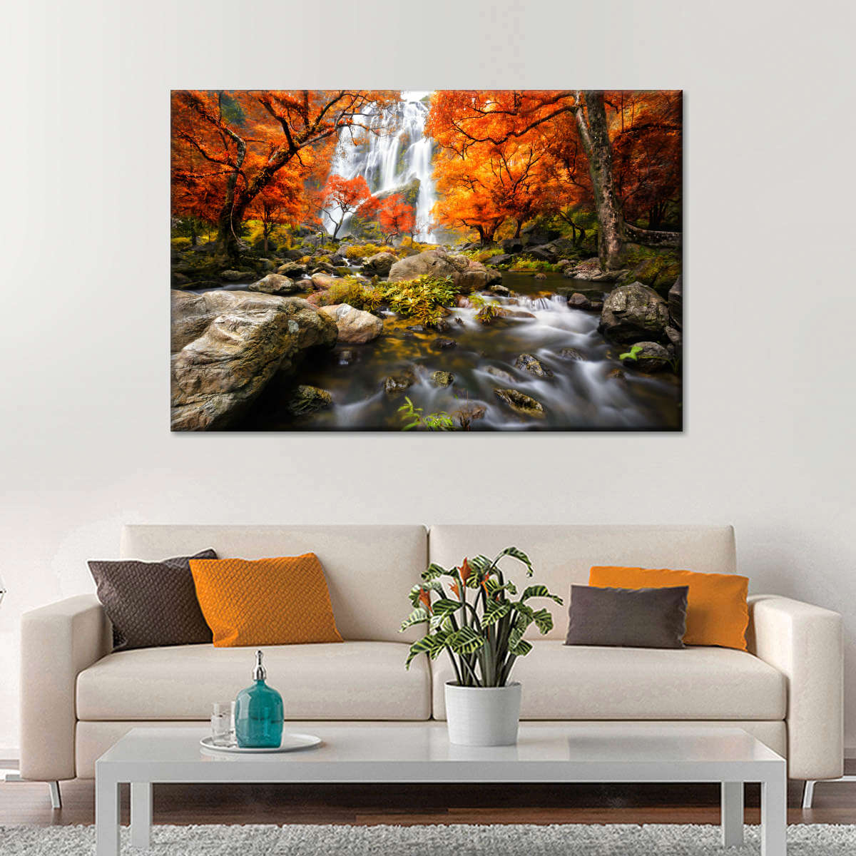 Stunning Autumn Waterfall Wall Art