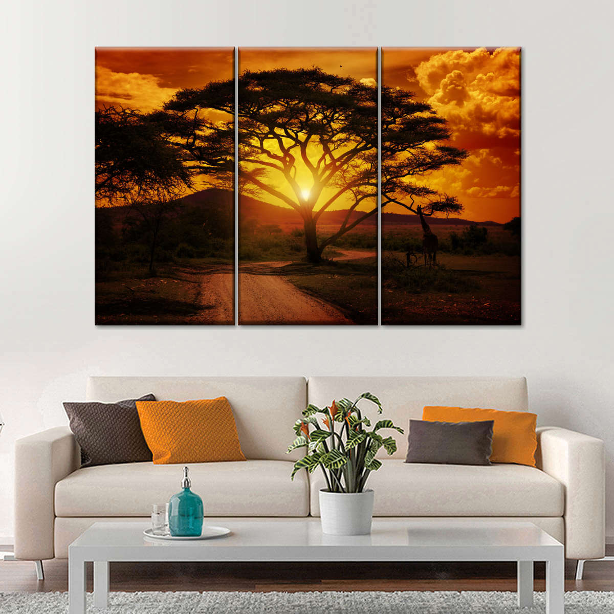 Serengeti Park Sunset Silhouette Wall Art