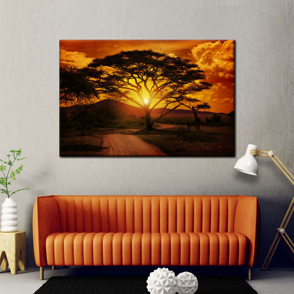 Serengeti Park Sunset Silhouette Wall Art