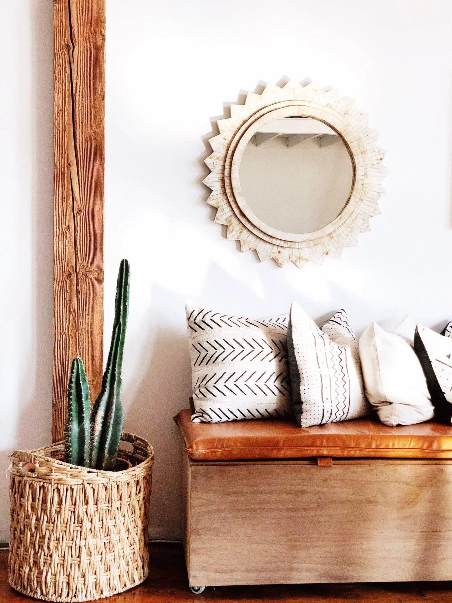 Modern Boho | Black & White Neutral Mudcloth Pillow