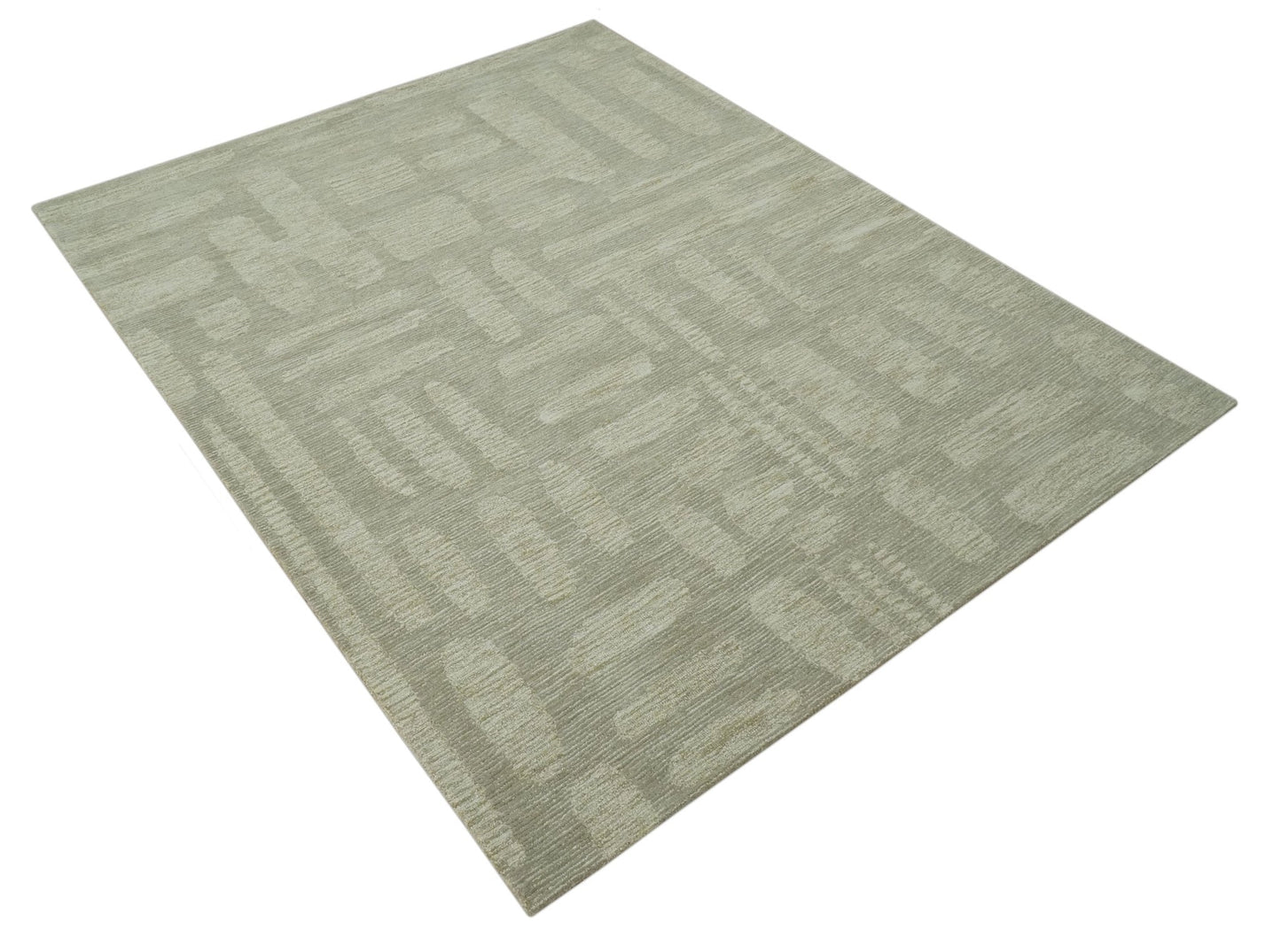 Modern Contemporarry Olive and Ivory Hand Tufted Custom Made wool rug