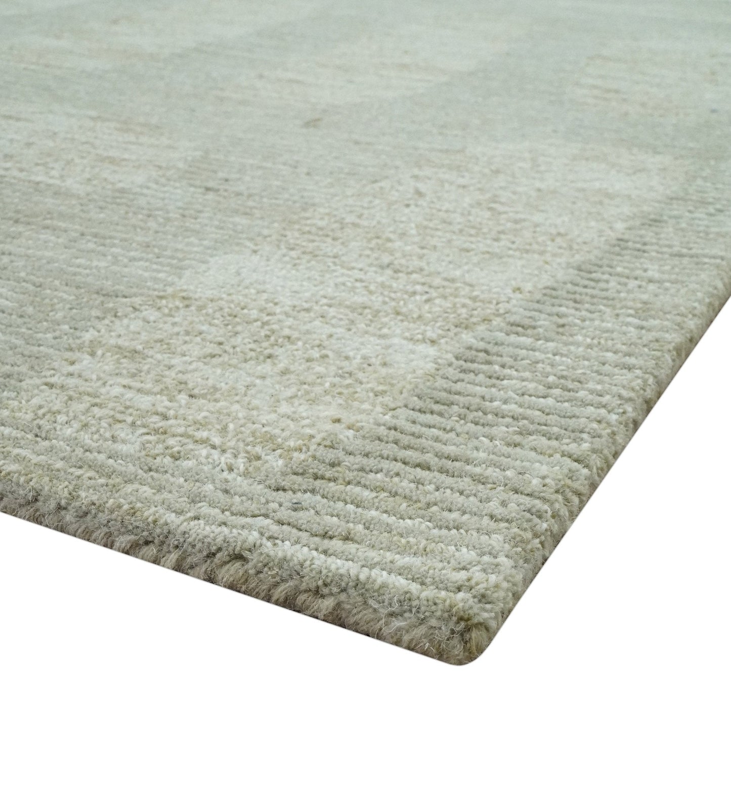 Modern Contemporarry Olive and Ivory Hand Tufted Custom Made wool rug