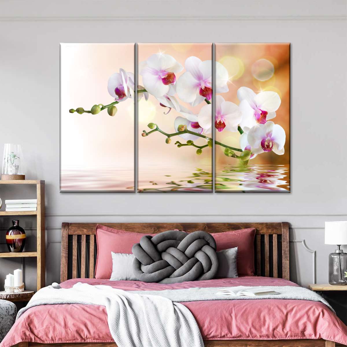 Orchid Flowers On Water Wall Art