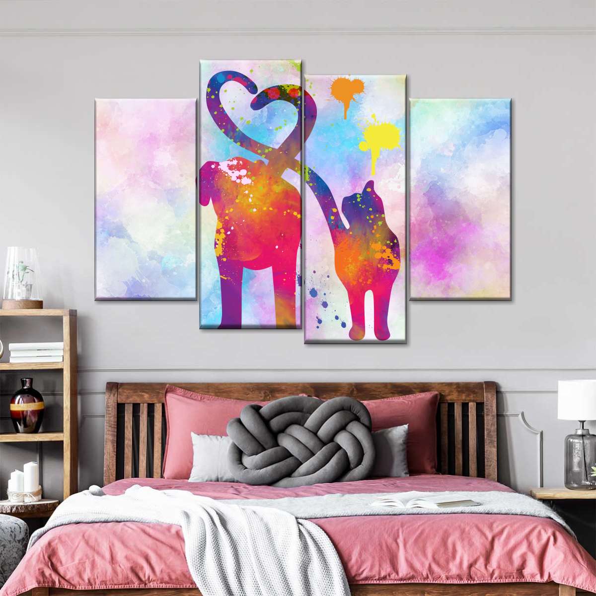 Cat And Dog Love Wall Art