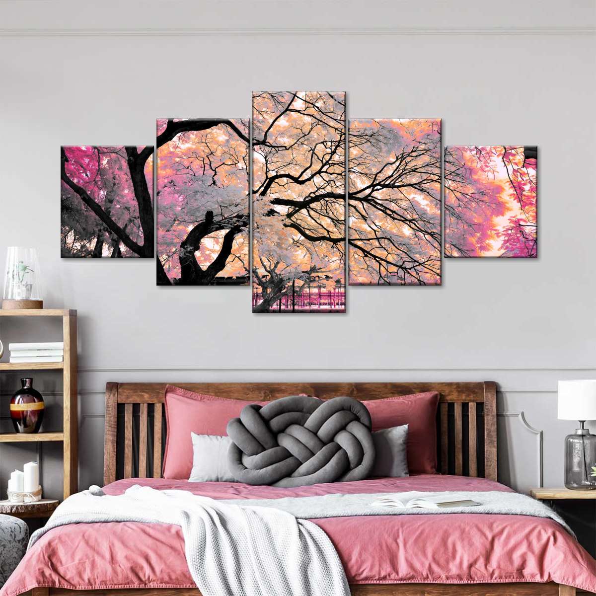 Pink Bloom Claw Trees Wall Art