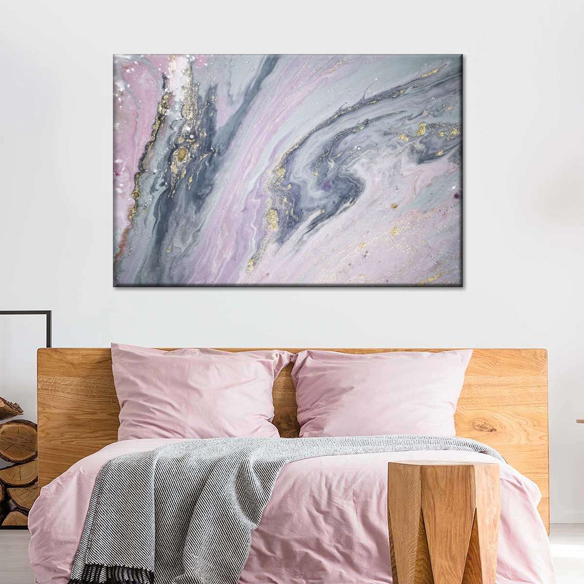 Pink And Grey Abstract Wall Art