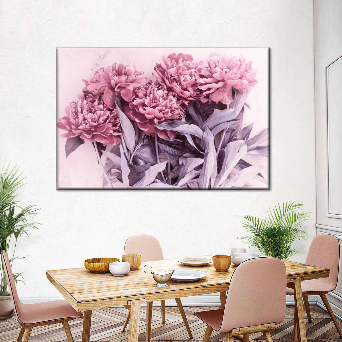 Blooming Pink Peonies Wall Art