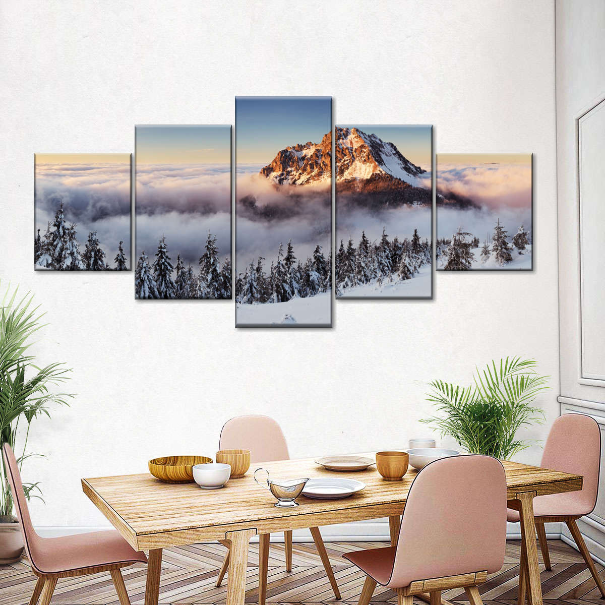 Snow Mountain Sunset Wall Art