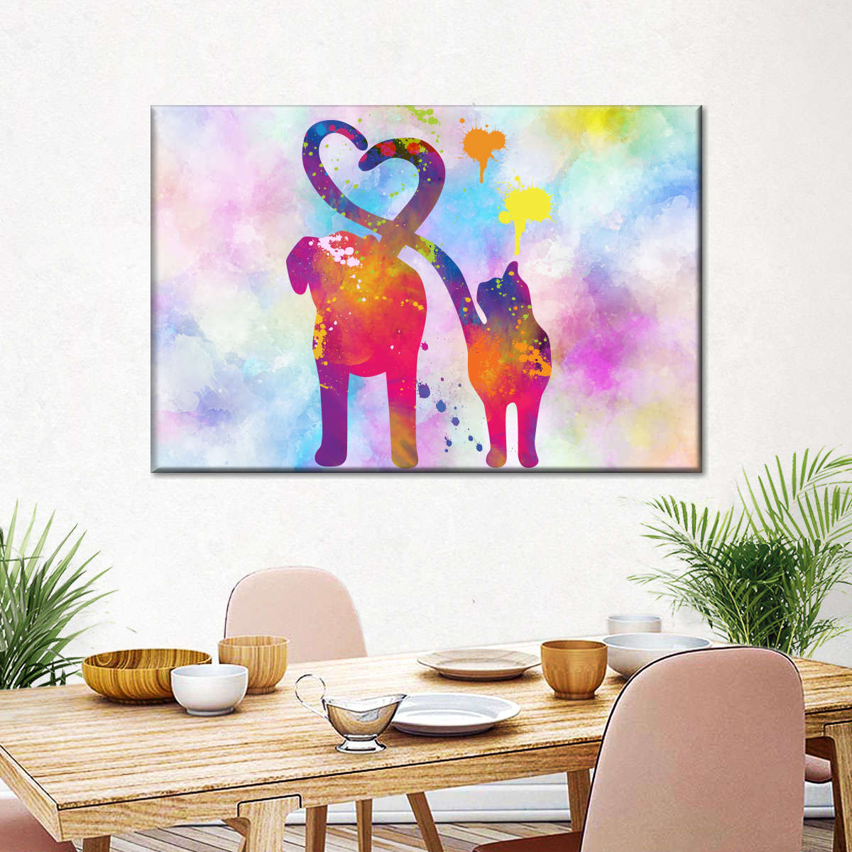 Cat And Dog Love Wall Art