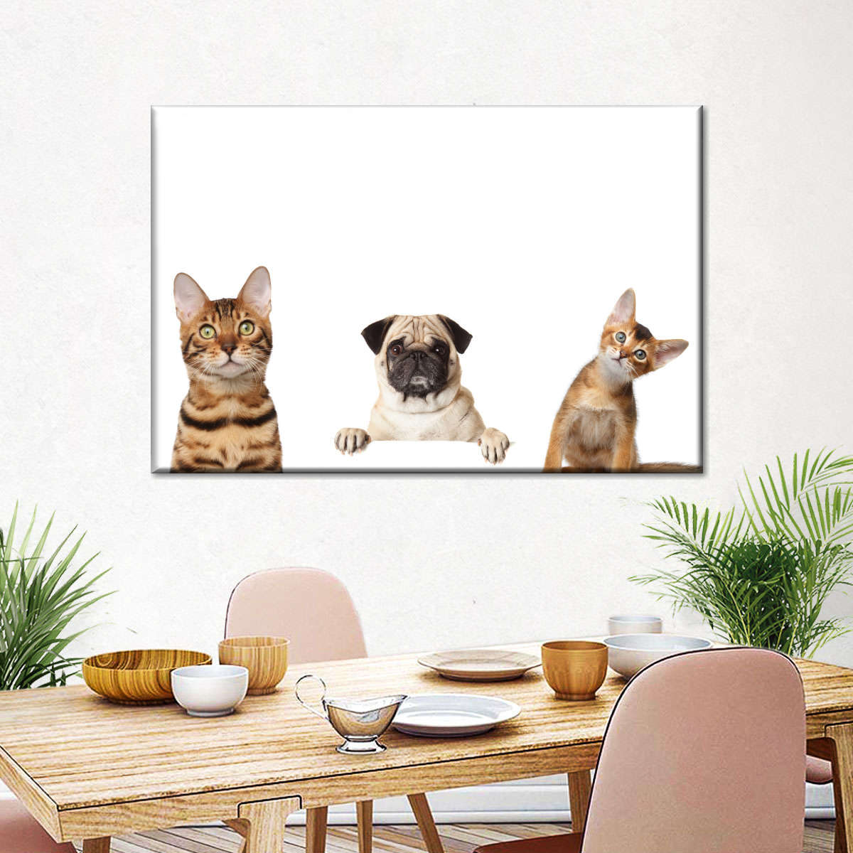 Pug And Cats Wall Art