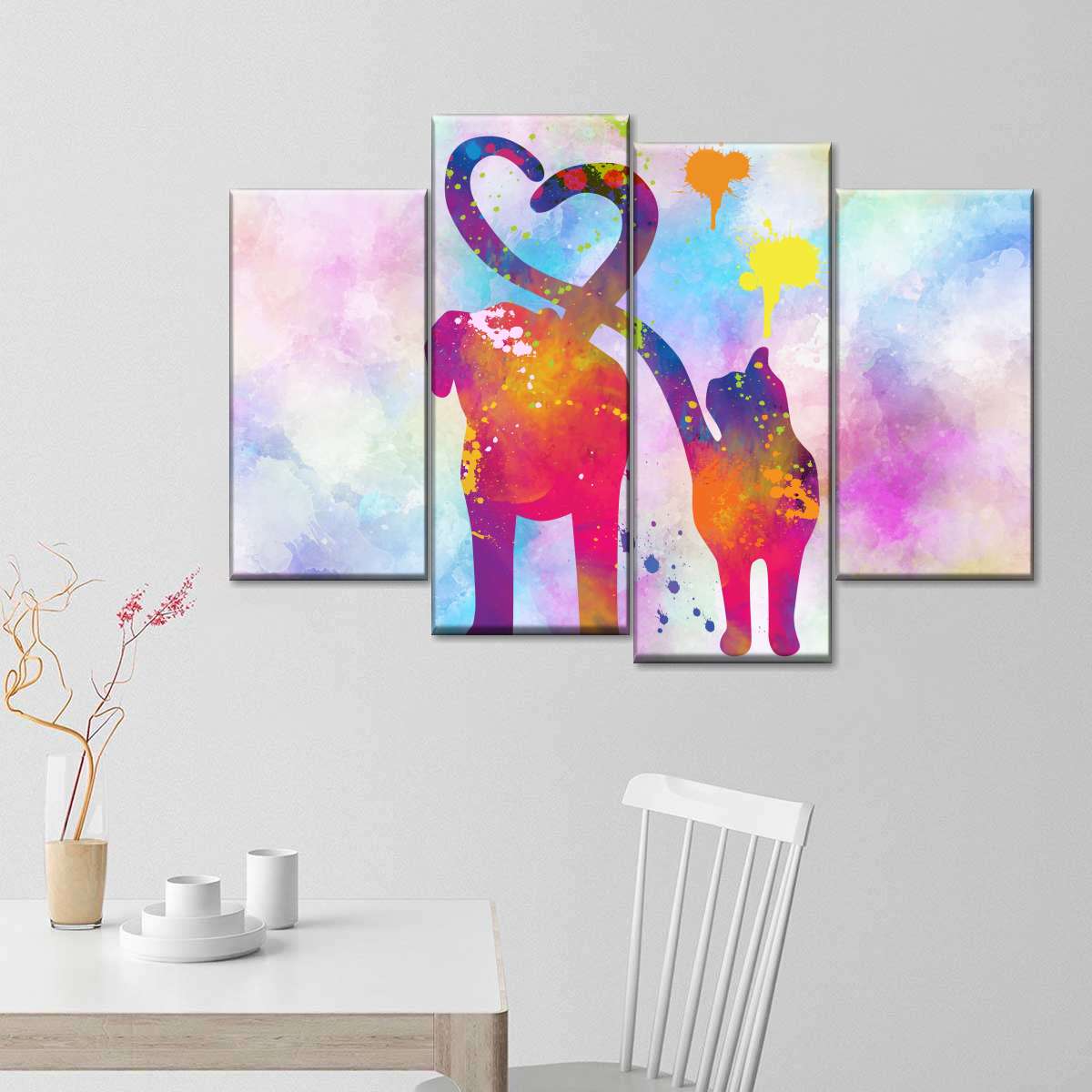 Cat And Dog Love Wall Art