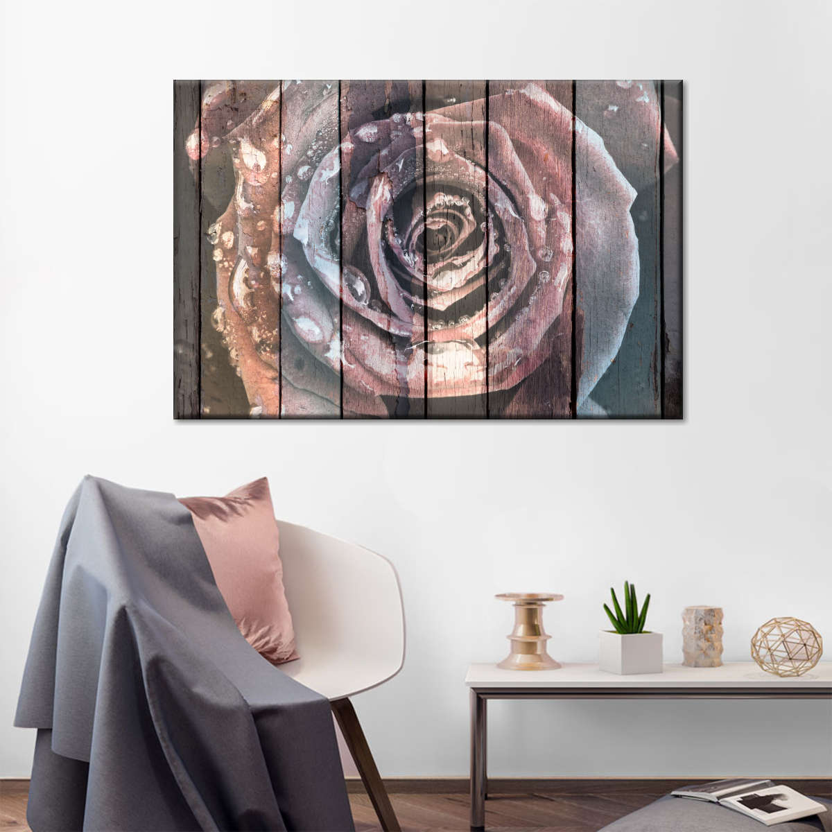 Colorful Wooden Rose Wall Art