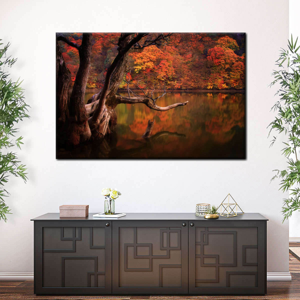 Orange Autumn Lake Wall Art