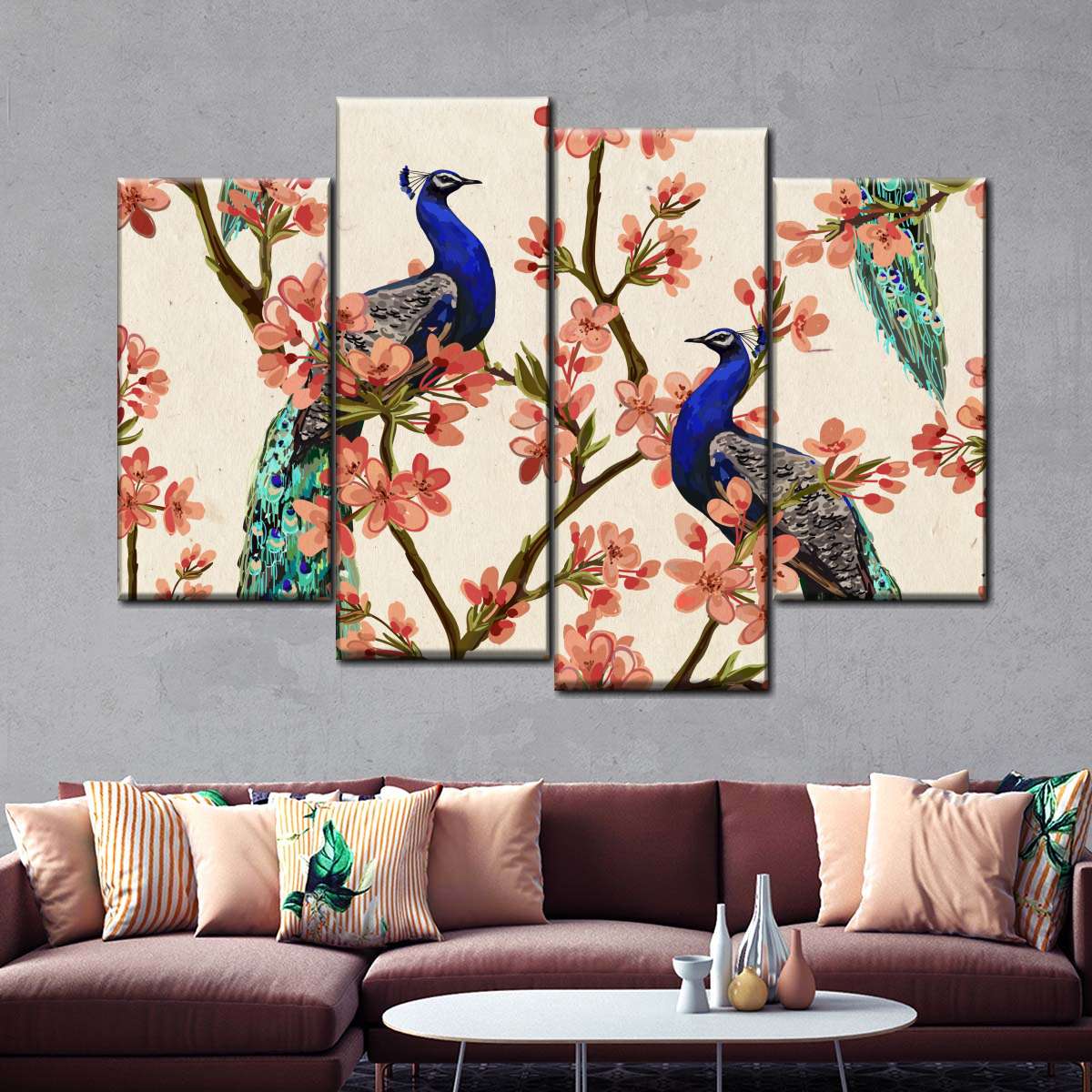 Royal Blue Peacocks Wall Art