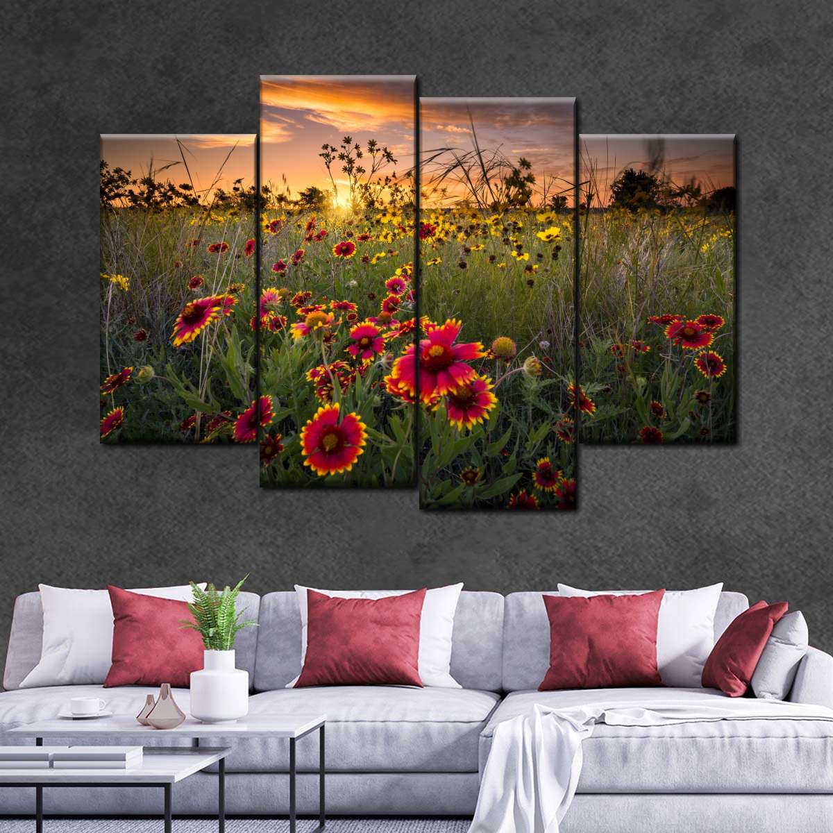 Dawn At Flower Field Wall Art