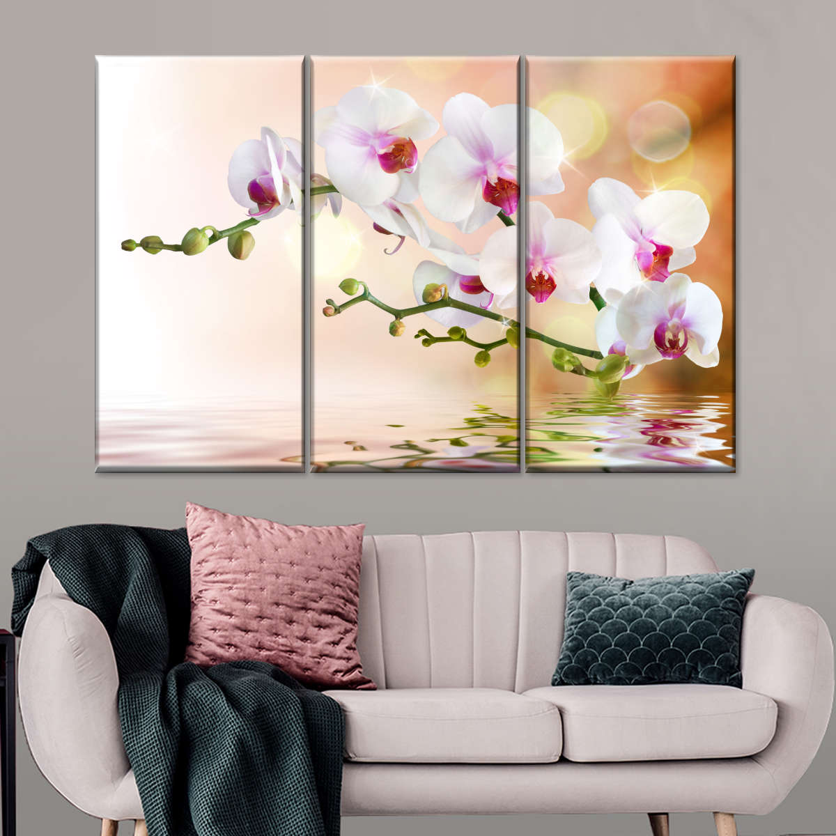 Orchid Flowers On Water Wall Art