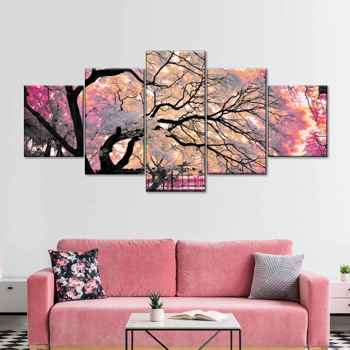 Pink Bloom Claw Trees Wall Art